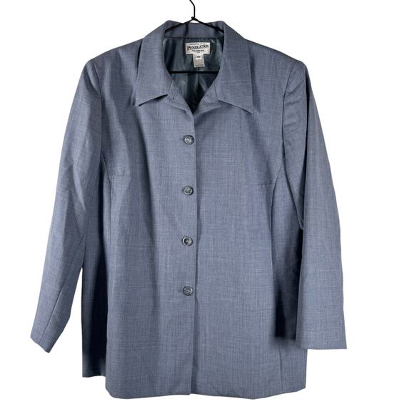 Pendleton Women's Light Blue 100% Virgin Wool Blazer Suit Jacket Size 18W